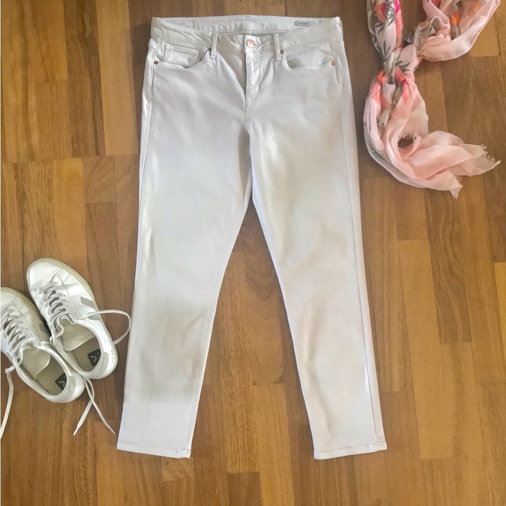 Dusty light pink stretch ankle skinny jeans